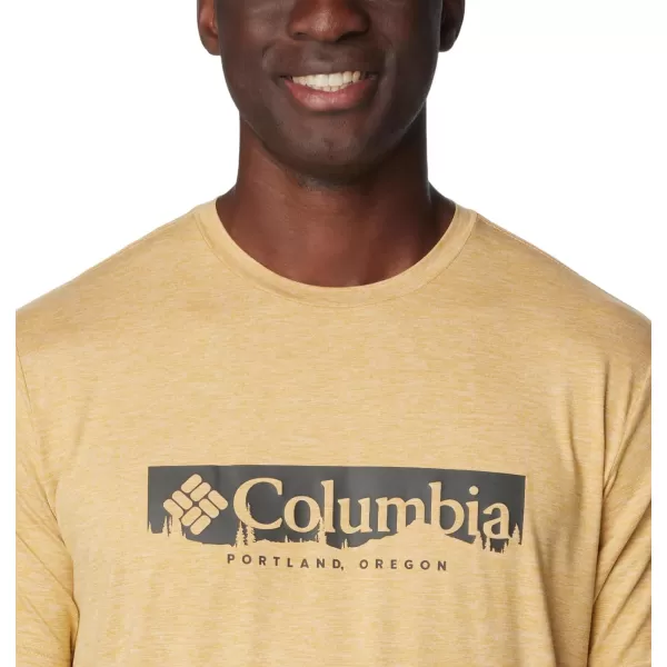 imageColumbia Mens Kwick Hike Graphic Short Sleeve TeeLight Camel HeatherCsc Box Treeline
