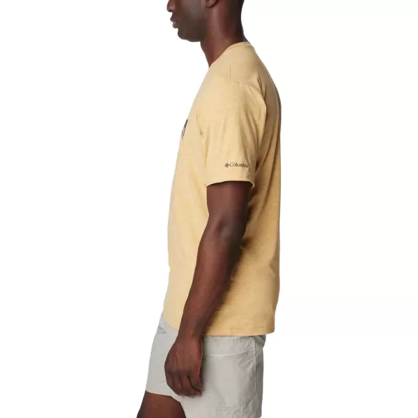 imageColumbia Mens Kwick Hike Graphic Short Sleeve TeeLight Camel HeatherCsc Box Treeline