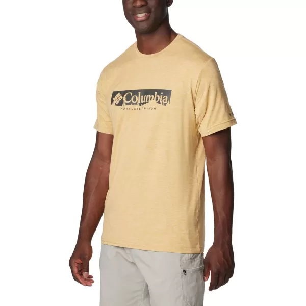 imageColumbia Mens Kwick Hike Graphic Short Sleeve TeeLight Camel HeatherCsc Box Treeline