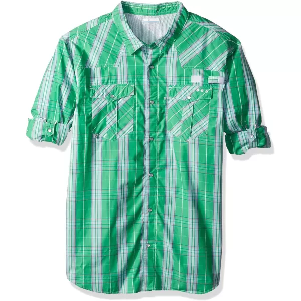 imageColumbia Mens Low Drag Offshore Short Sleeve ShirtDark Lime Plaid