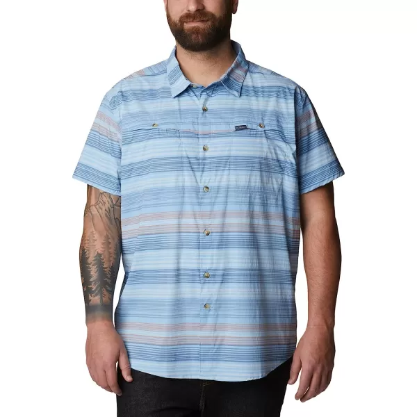 imageColumbia Mens Newton Ridge Plaid Short SleeveJet Stream Striped Sunset