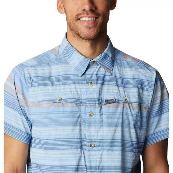 imageColumbia Mens Newton Ridge Plaid Short SleeveJet Stream Striped Sunset