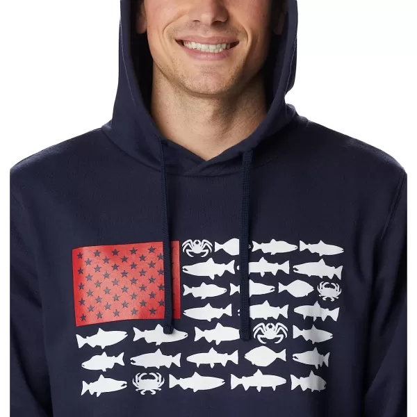 imageColumbia Mens PFG Fish Flag Ii HoodieCollegiate NavyWhite Alaska Fish
