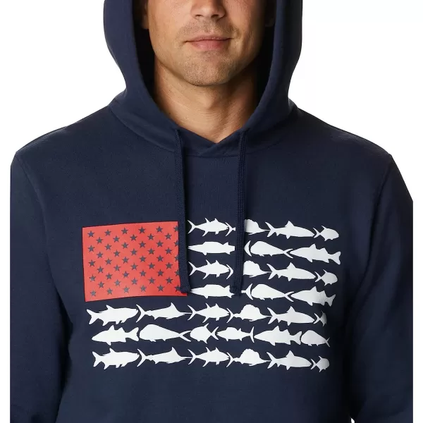 imageColumbia Mens PFG Fish Flag Ii HoodieCollegiate NavyWhite Usa