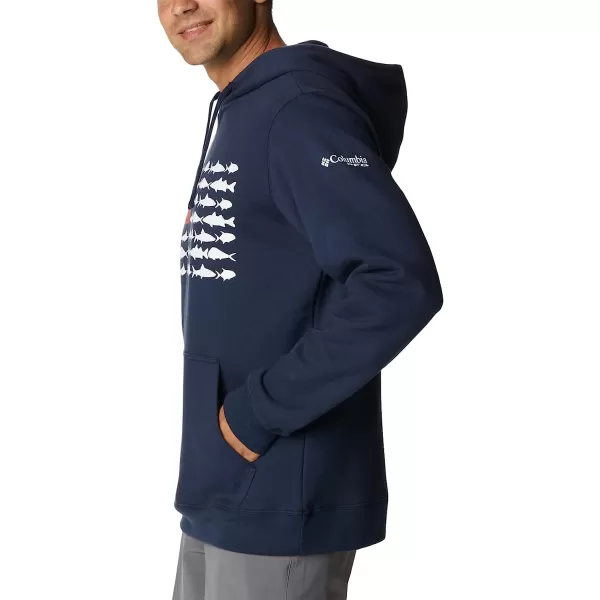 imageColumbia Mens PFG Fish Flag Ii HoodieCollegiate NavyWhite Usa