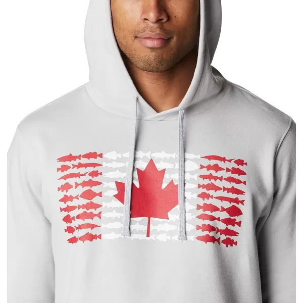 imageColumbia Mens PFG Fish Flag Ii HoodieCool GreyBright Red Canada