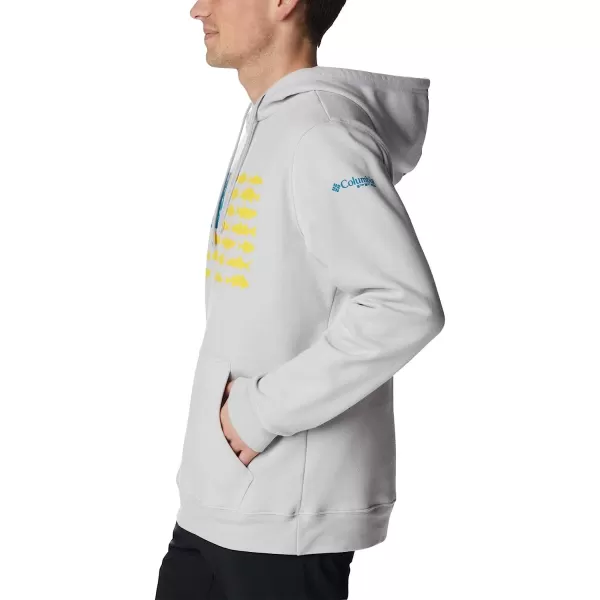 imageColumbia Mens PFG Fish Flag Ii HoodieCool GreyDeep Marine Inshore Fish