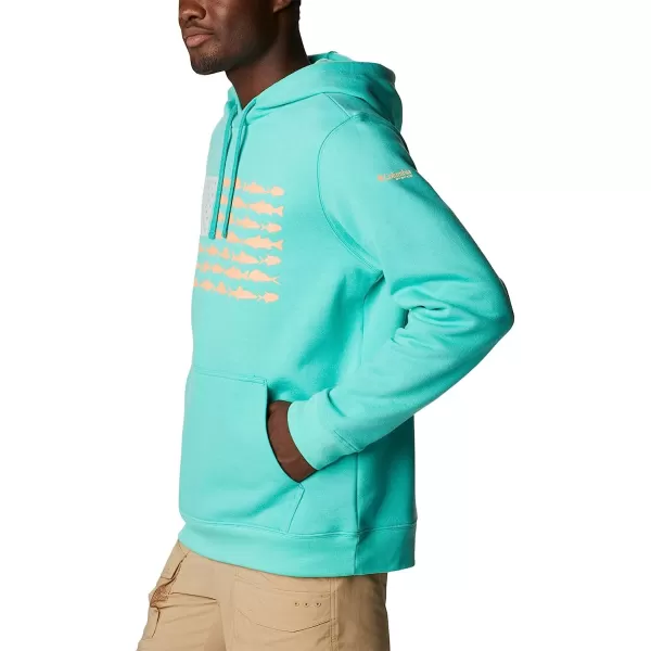 imageColumbia Mens PFG Fish Flag Ii HoodieElectric TurquoiseBright Nectar Usa