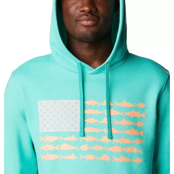 imageColumbia Mens PFG Fish Flag Ii HoodieElectric TurquoiseBright Nectar Usa