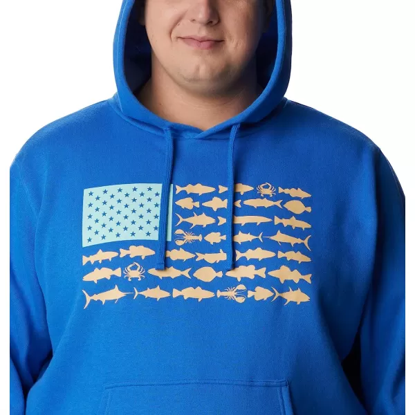 imageColumbia Mens PFG Fish Flag Ii HoodieVivid BlueCocoa Butter Mid Atlantic