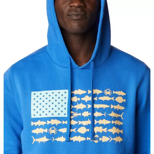 imageColumbia Mens PFG Fish Flag Ii HoodieVivid BlueCocoa Butter Mid Atlantic