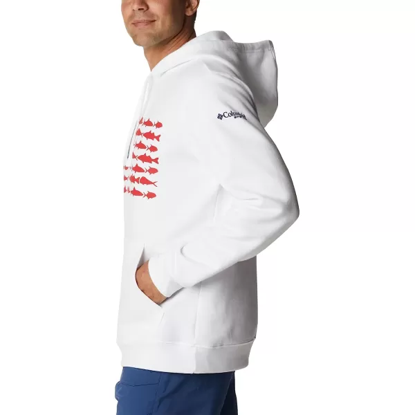 imageColumbia Mens PFG Fish Flag Ii HoodieWhiteRed Spark Usa