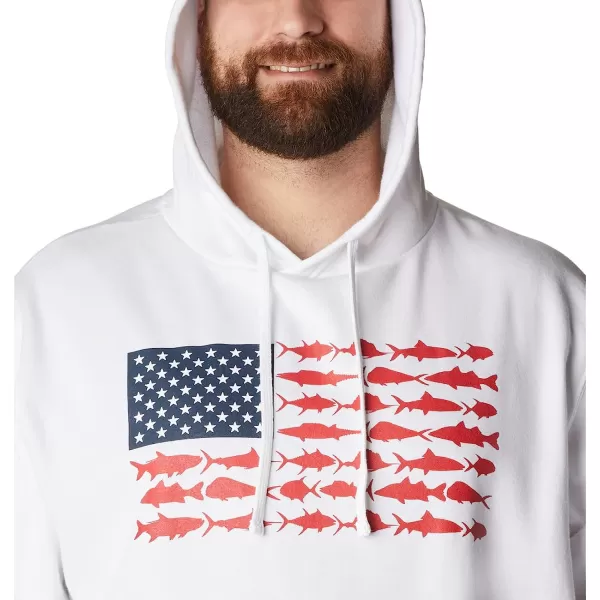 imageColumbia Mens PFG Fish Flag Ii HoodieWhiteRed Spark Usa