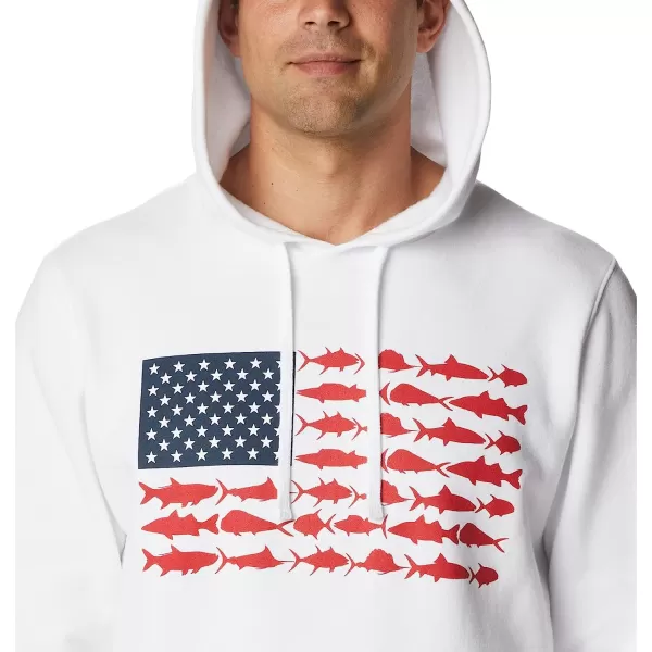 imageColumbia Mens PFG Fish Flag Ii HoodieWhiteRed Spark Usa