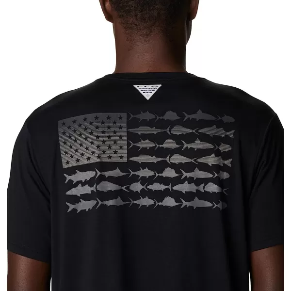 imageColumbia Mens PFG Fish Flag Tech Tee Short SleeveBlackGraphite Gradient