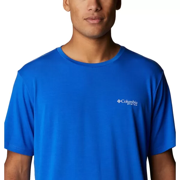 imageColumbia Mens PFG Fish Flag Tech Tee Short SleeveBlue MacawCompass Blue Gradient