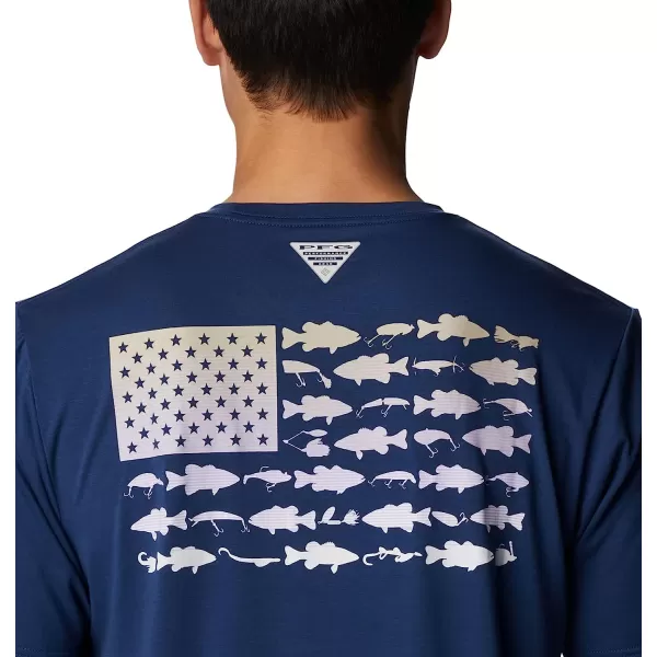 imageColumbia Mens PFG Fish Flag Tech Tee Short SleeveCarbonFossil Bass Flag Graphic