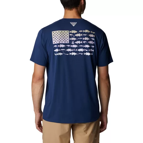 imageColumbia Mens PFG Fish Flag Tech Tee Short SleeveCarbonFossil Bass Flag Graphic