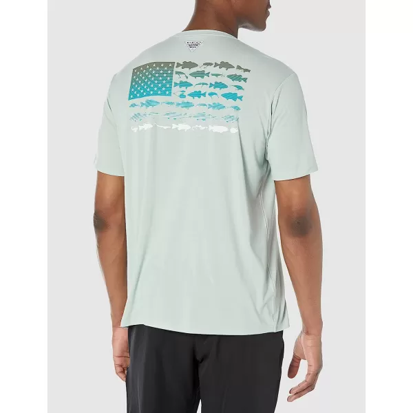 imageColumbia Mens PFG Fish Flag Tech Tee Short SleeveCool GreenCypress Bass Flag Graphic