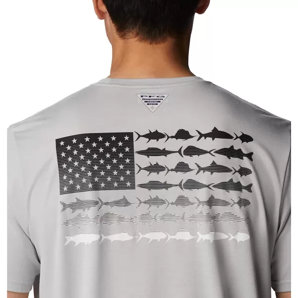 imageColumbia Mens PFG Fish Flag Tech Tee Short SleeveCool GreyBlack Gradient Graphic