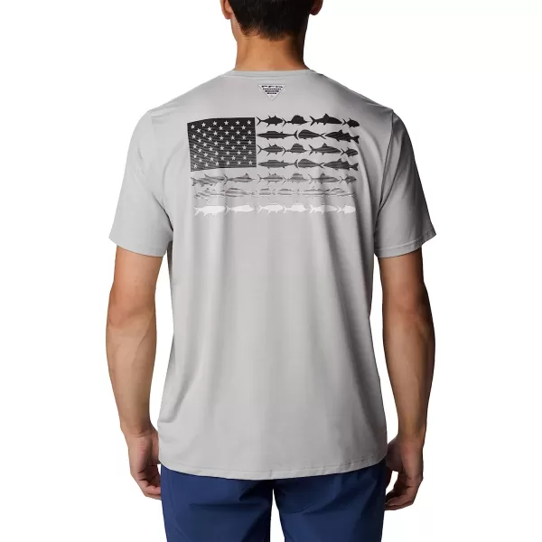 imageColumbia Mens PFG Fish Flag Tech Tee Short SleeveCool GreyBlack Gradient Graphic