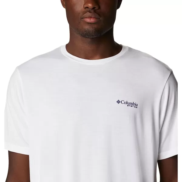 imageColumbia Mens PFG Fish Flag Tech Tee Short SleeveWhiteRed Spark Gradient