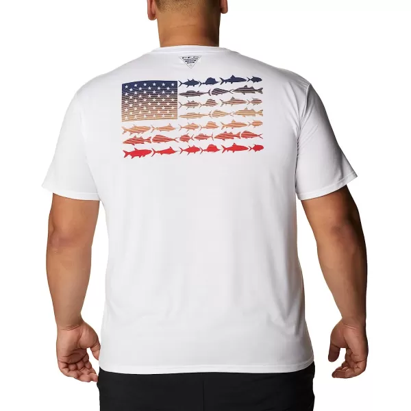 imageColumbia Mens PFG Fish Flag Tech Tee Short SleeveWhiteRed Spark Gradient