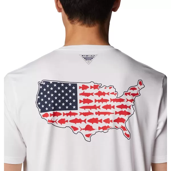 imageColumbia Mens PFG Fish Flag Tech Tee Short SleeveWhiteStatetriot Usa Graphic
