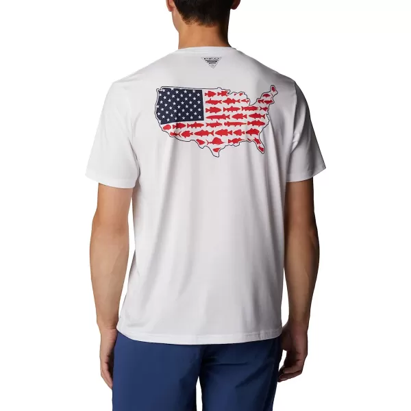imageColumbia Mens PFG Fish Flag Tech Tee Short SleeveWhiteStatetriot Usa Graphic