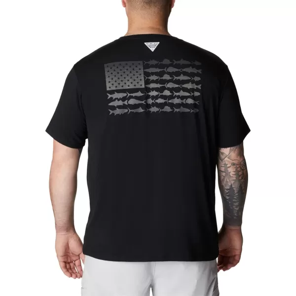 imageColumbia Mens PFG Fish Flag Tech Tee SsBlackGraphite Gradient