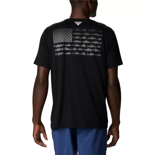 imageColumbia Mens PFG Fish Flag Tech Tee SsBlackGraphite Gradient