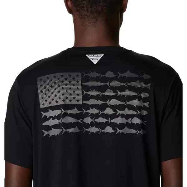 imageColumbia Mens PFG Fish Flag Tech Tee SsBlackGraphite Gradient