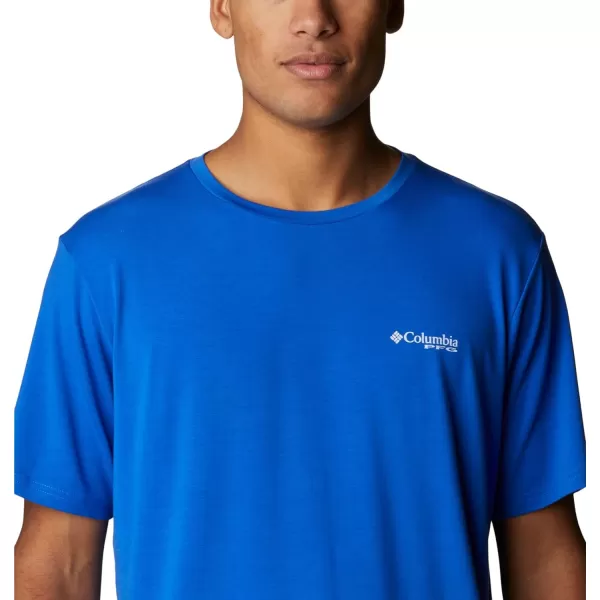 imageColumbia Mens PFG Fish Flag Tech Tee SsBlue MacawCompass Blue Gradient