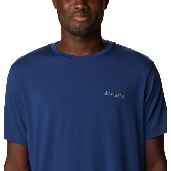 imageColumbia Mens PFG Fish Flag Tech Tee SsCarbonCypress Gradient