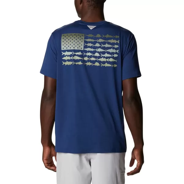 imageColumbia Mens PFG Fish Flag Tech Tee SsCarbonCypress Gradient