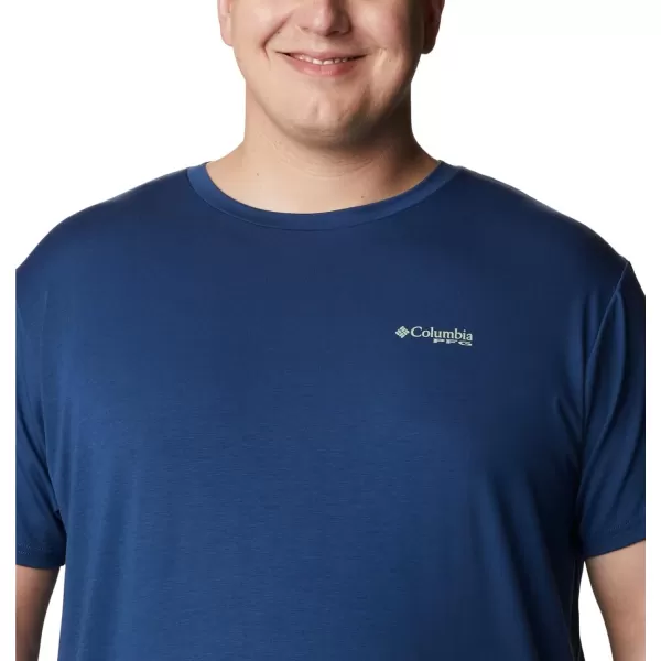 imageColumbia Mens PFG Fish Flag Tech Tee SsCarbonCypress Gradient