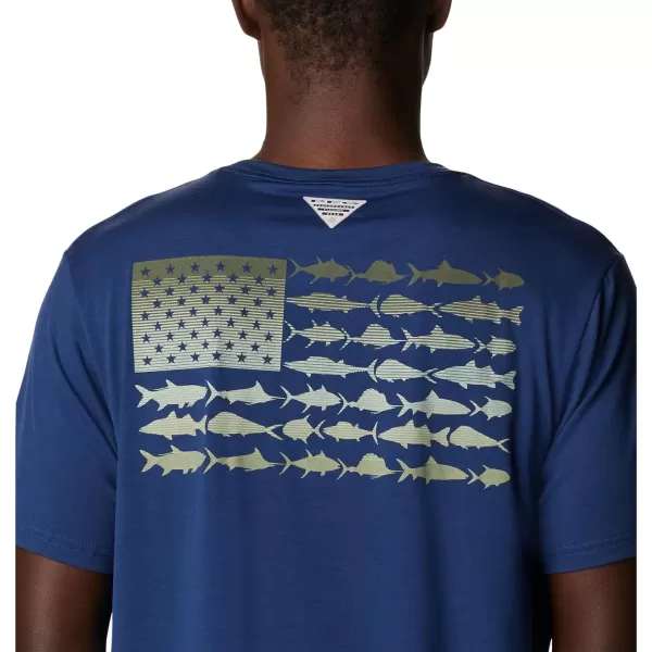 imageColumbia Mens PFG Fish Flag Tech Tee SsCarbonCypress Gradient