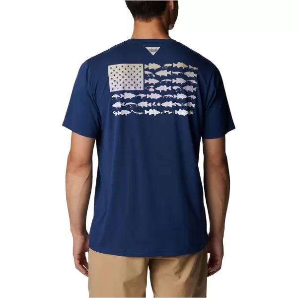 imageColumbia Mens PFG Fish Flag Tech Tee SsCarbonFossil Bass Flag Graphic