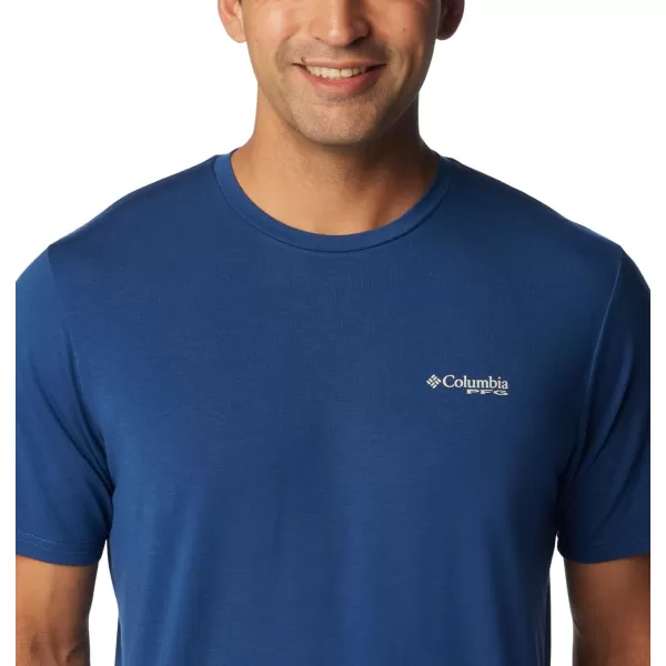 imageColumbia Mens PFG Fish Flag Tech Tee SsCarbonVivid Blue Gradient