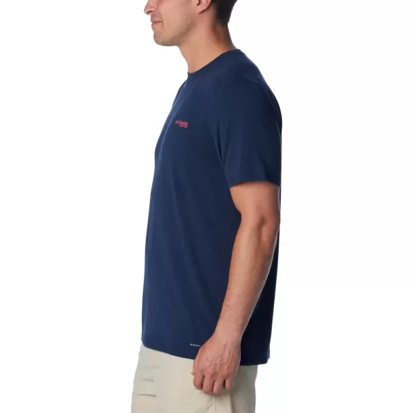 imageColumbia Mens PFG Fish Flag Tech Tee SsCollegiate NavySunset Red Gradient