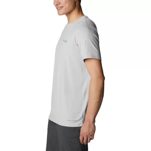 imageColumbia Mens PFG Fish Flag Tech Tee SsCool GreyLaser Lemon Gradient