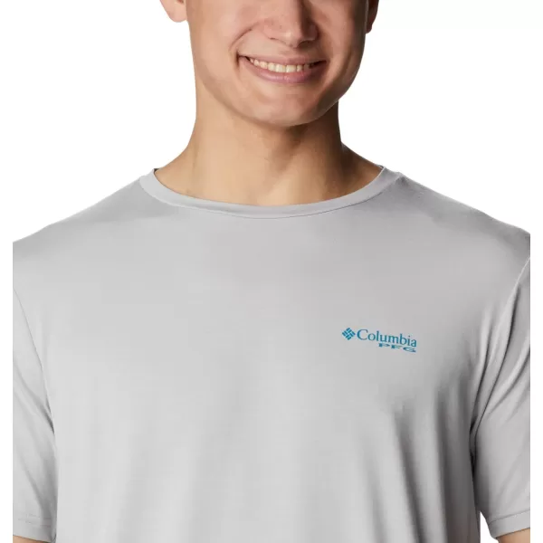 imageColumbia Mens PFG Fish Flag Tech Tee SsCool GreyLaser Lemon Gradient