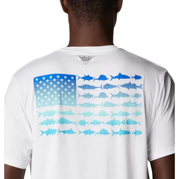 imageColumbia Mens PFG Fish Flag Tech Tee SsWhiteCool Grey Gradient