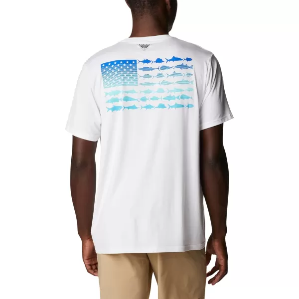 imageColumbia Mens PFG Fish Flag Tech Tee SsWhiteCool Grey Gradient