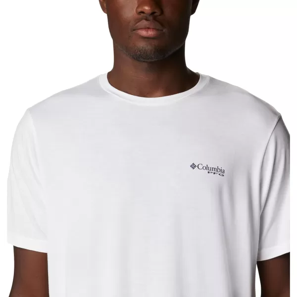 imageColumbia Mens PFG Fish Flag Tech Tee SsWhiteRed Spark Gradient