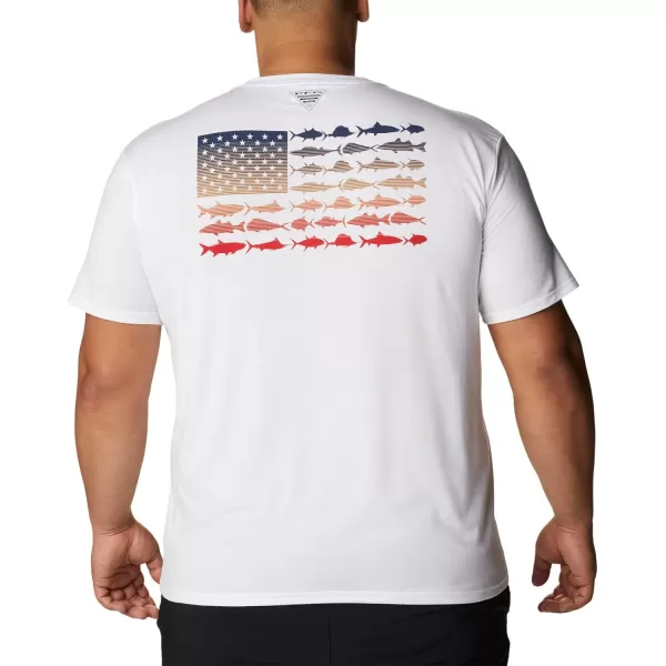 imageColumbia Mens PFG Fish Flag Tech Tee SsWhiteRed Spark Gradient