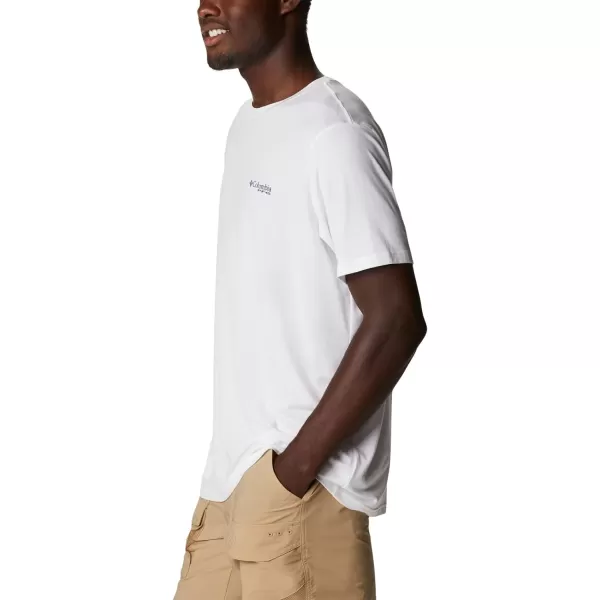 imageColumbia Mens PFG Fish Flag Tech Tee SsWhiteRed Spark Gradient