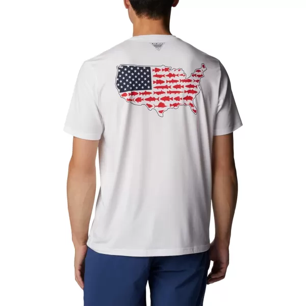 imageColumbia Mens PFG Fish Flag Tech Tee SsWhiteStatetriot Usa Graphic