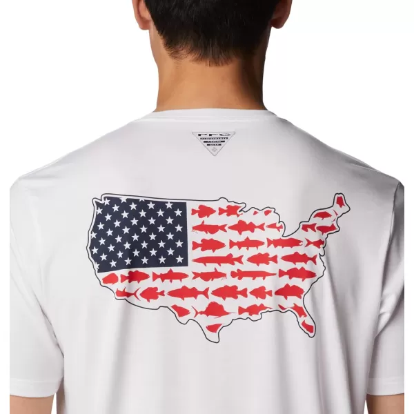 imageColumbia Mens PFG Fish Flag Tech Tee SsWhiteStatetriot Usa Graphic