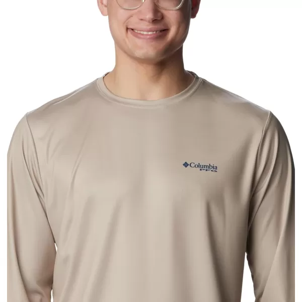 imageColumbia Mens PFG Terminal Tackle Fish Flag Long Sleeve Fishing ShirtAncient FossilCarbon Trout Flies